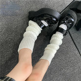 Solid Color Y2K Leg Warmers For Women Lolita Japanese Style Warm Thicken Socks Over Keen Autumn Winter Slimming Heap Heap Socks - KawaSocks